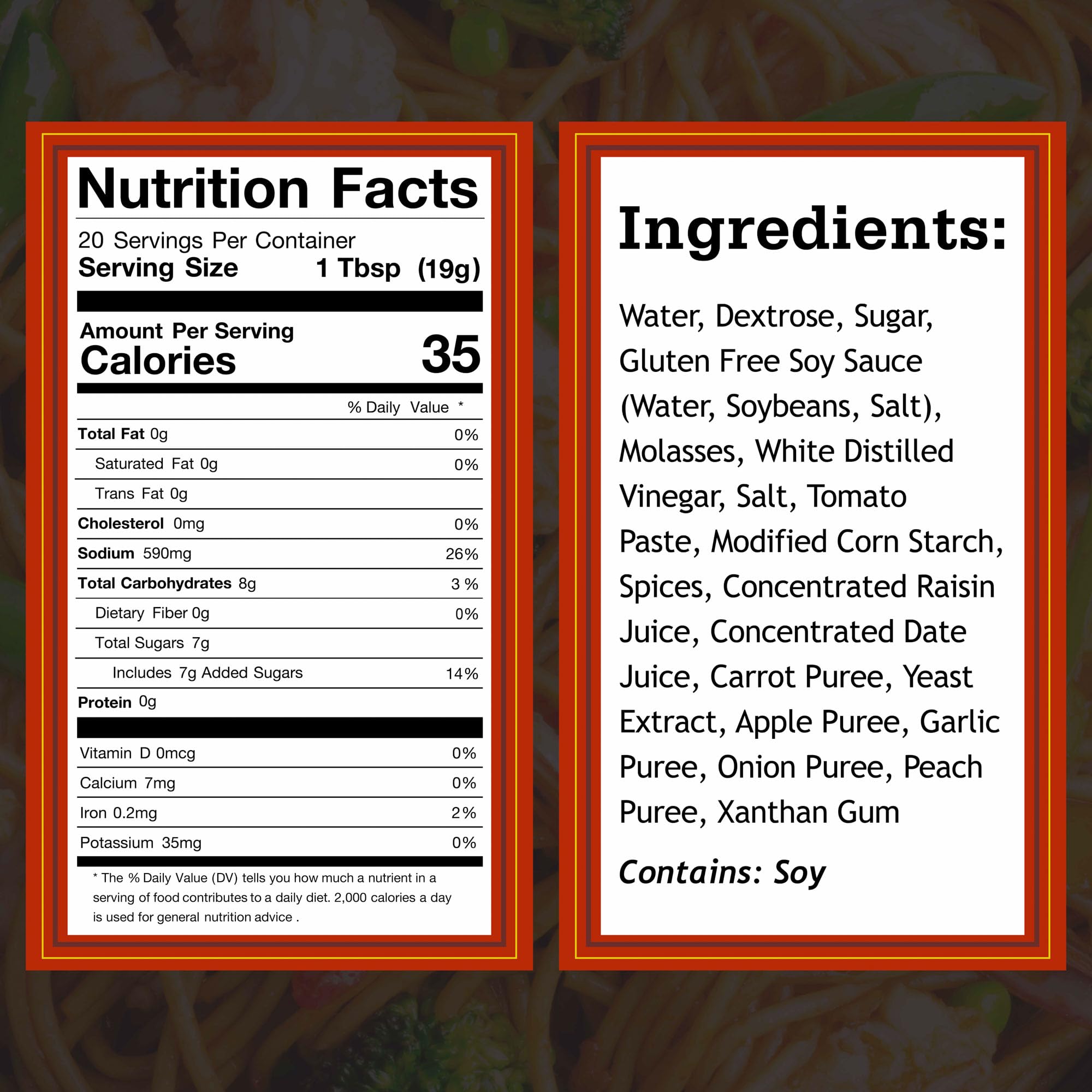 Otafuku label close-up highlighting ingredients and gluten-free vegan benefit