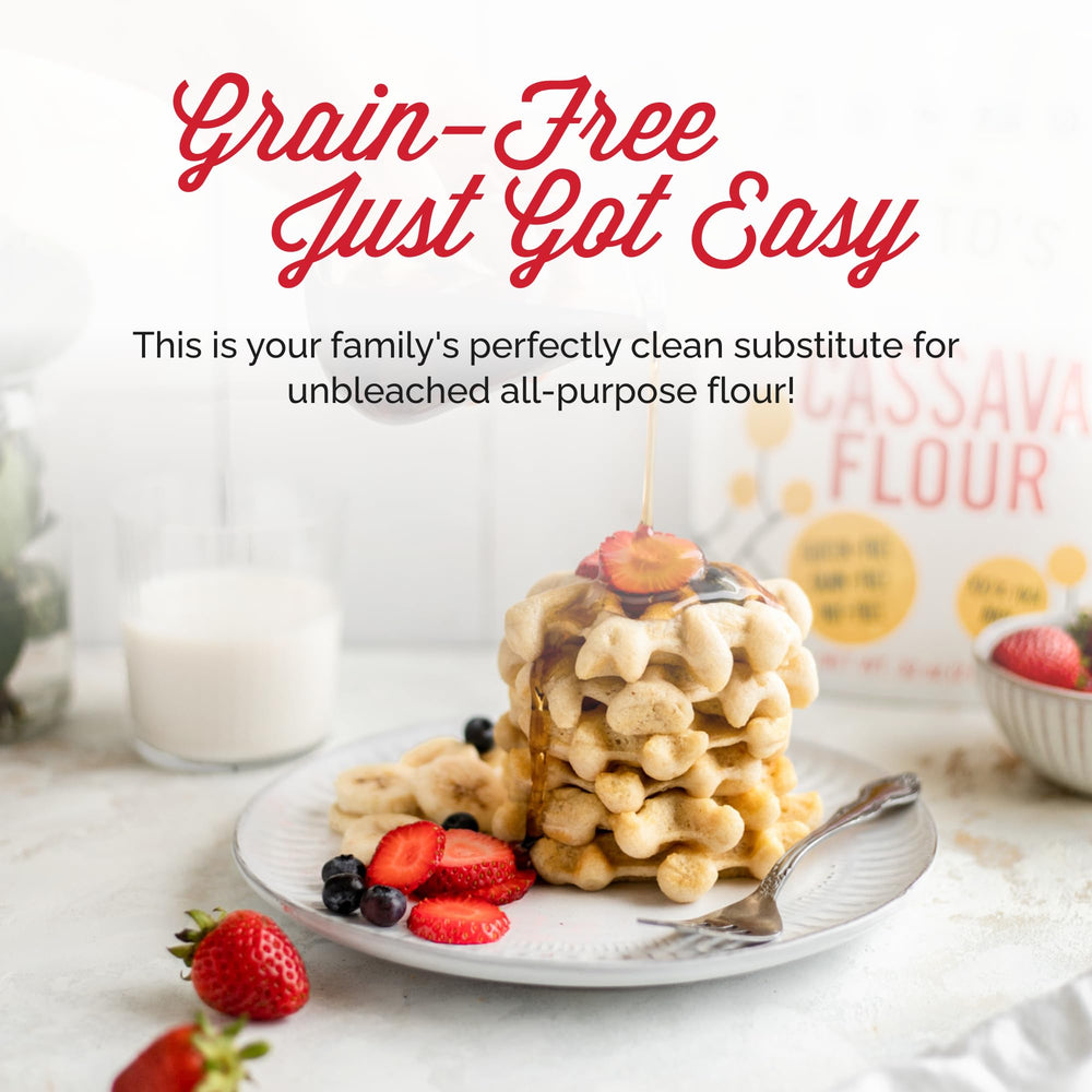 Otto's Naturals flour on spoon showing fine texture for even baking