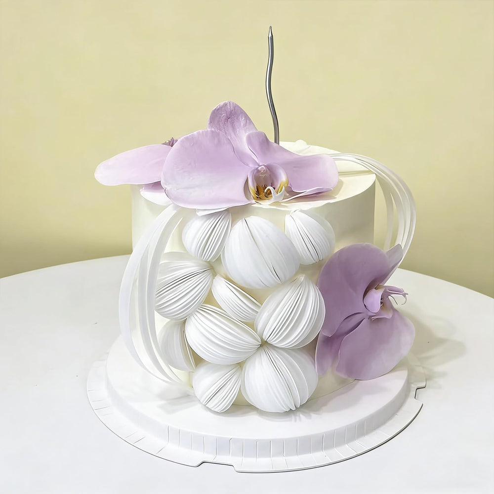 OUPUPA party table cake display decorated with wafer flowers, elegant finish