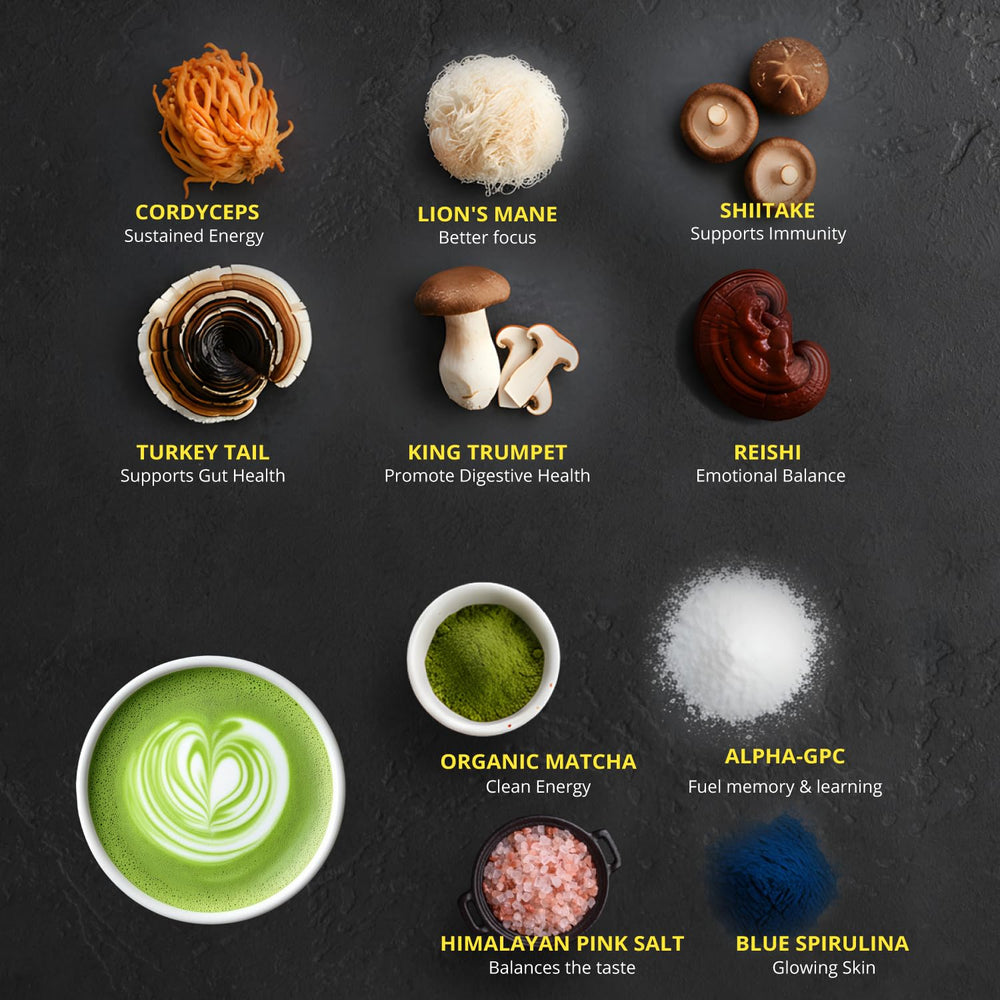 OurJrney matcha latte prepared in mug showing creamy froth and calm energy