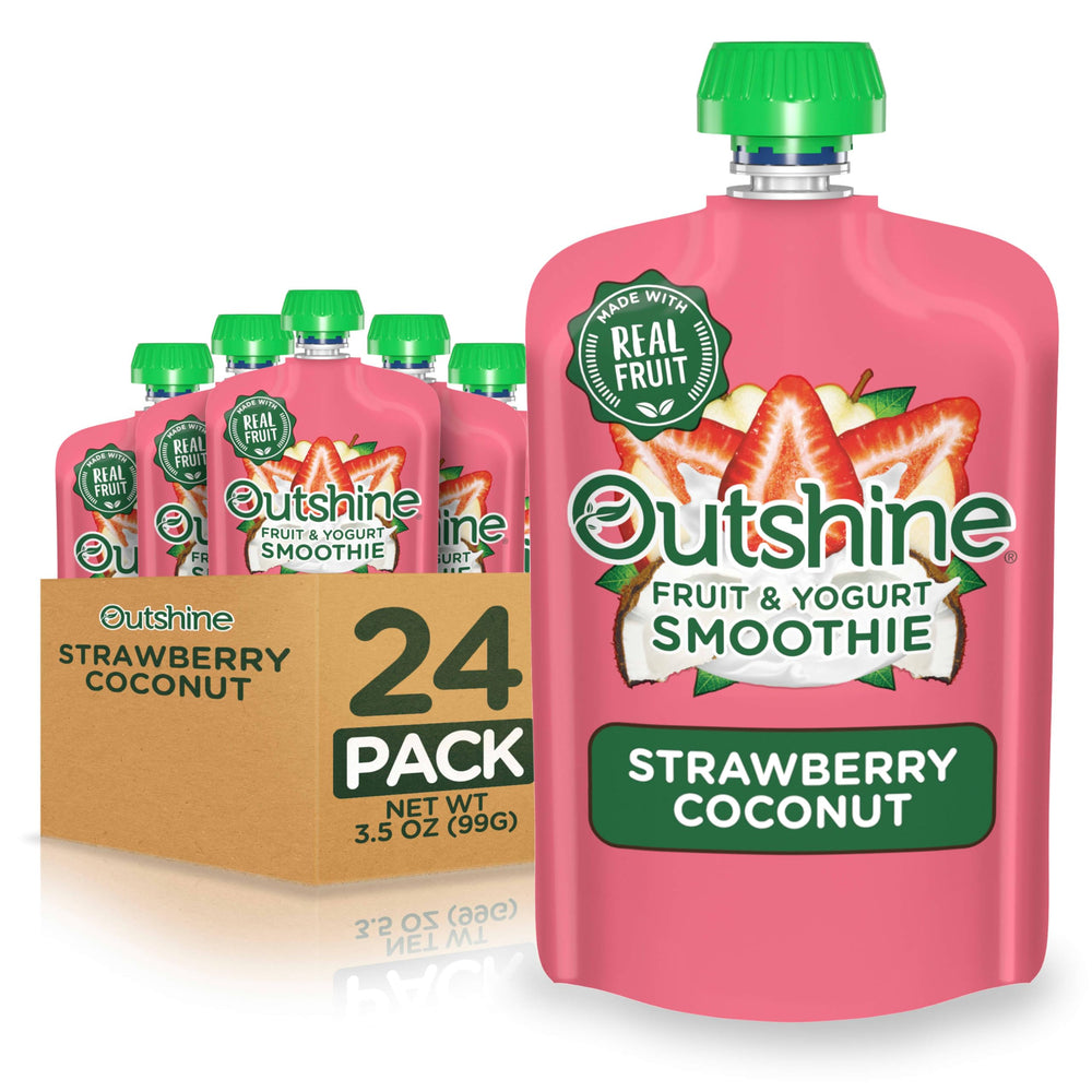 Outshine Smoothie front packaging showing 24 pack and flavor benefits