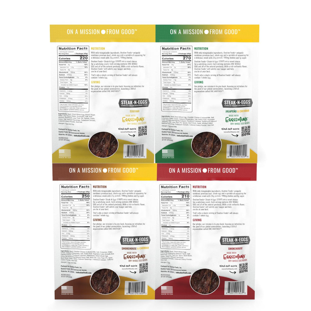 Ovation Foods open bag with beef strips visible for quick protein access