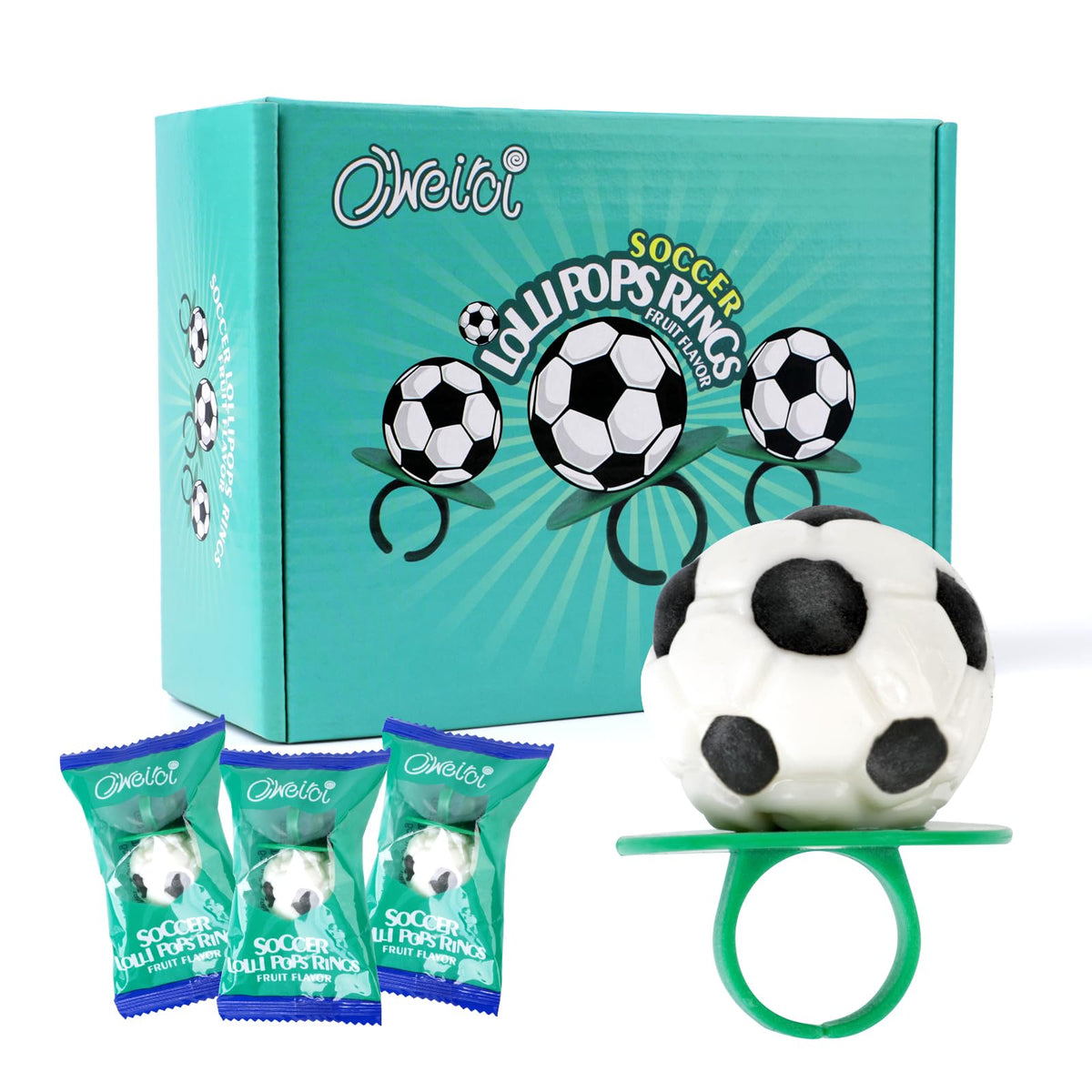 Oweiroi front packaging showing 18-count rings and party-ready appeal