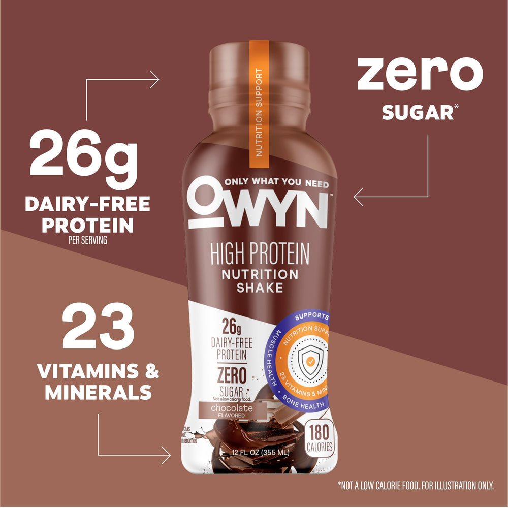 OWYN chocolate close-up texture of creamy shake highlighting smoothness benefit