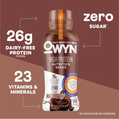 OWYN chocolate close-up texture of creamy shake highlighting smoothness benefit