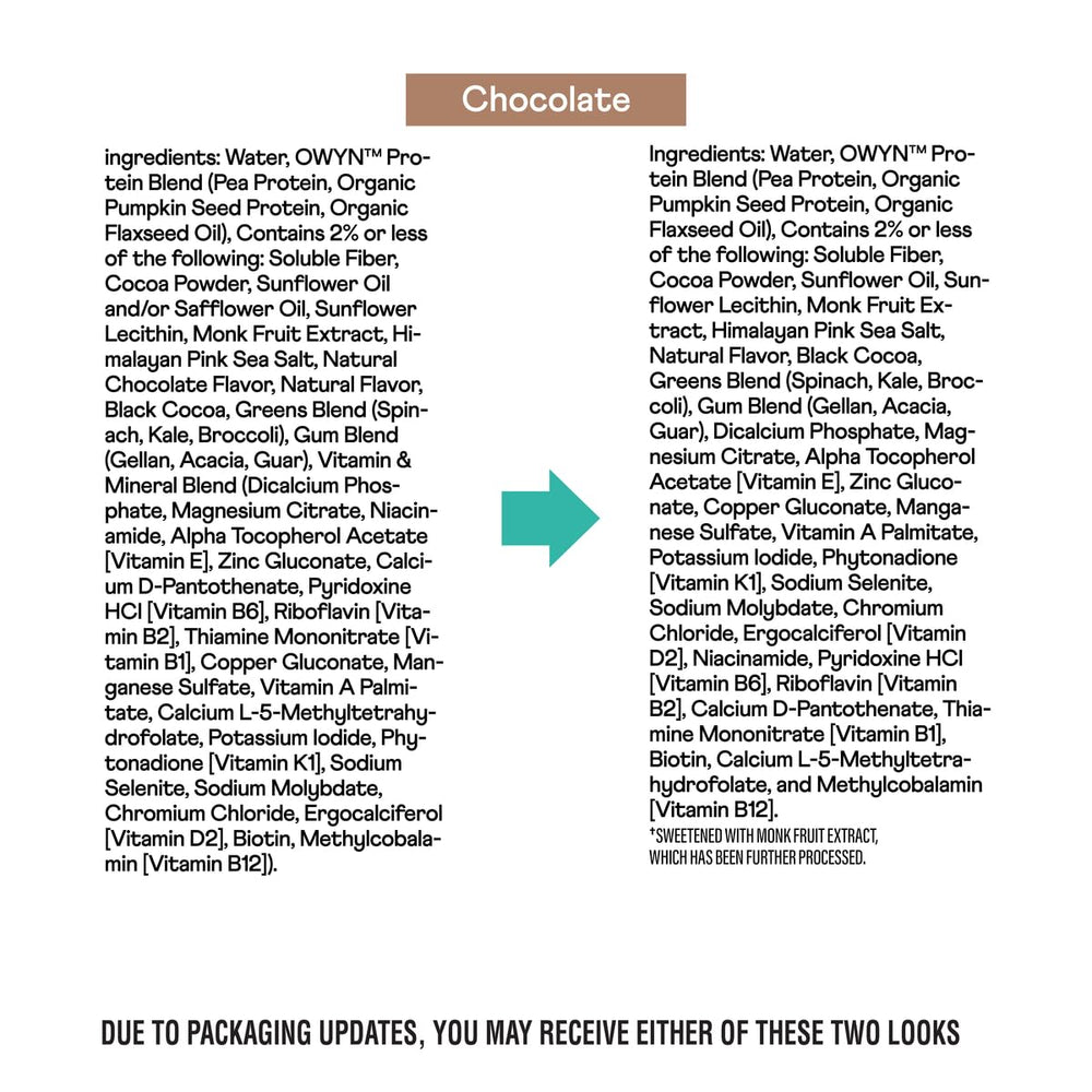 OWYN chocolate stored in fridge ready to drink demonstrating on-the-go benefit