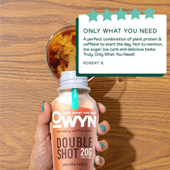 OWYN shake texture close-up highlighting creamy plant-based protein and smoothness