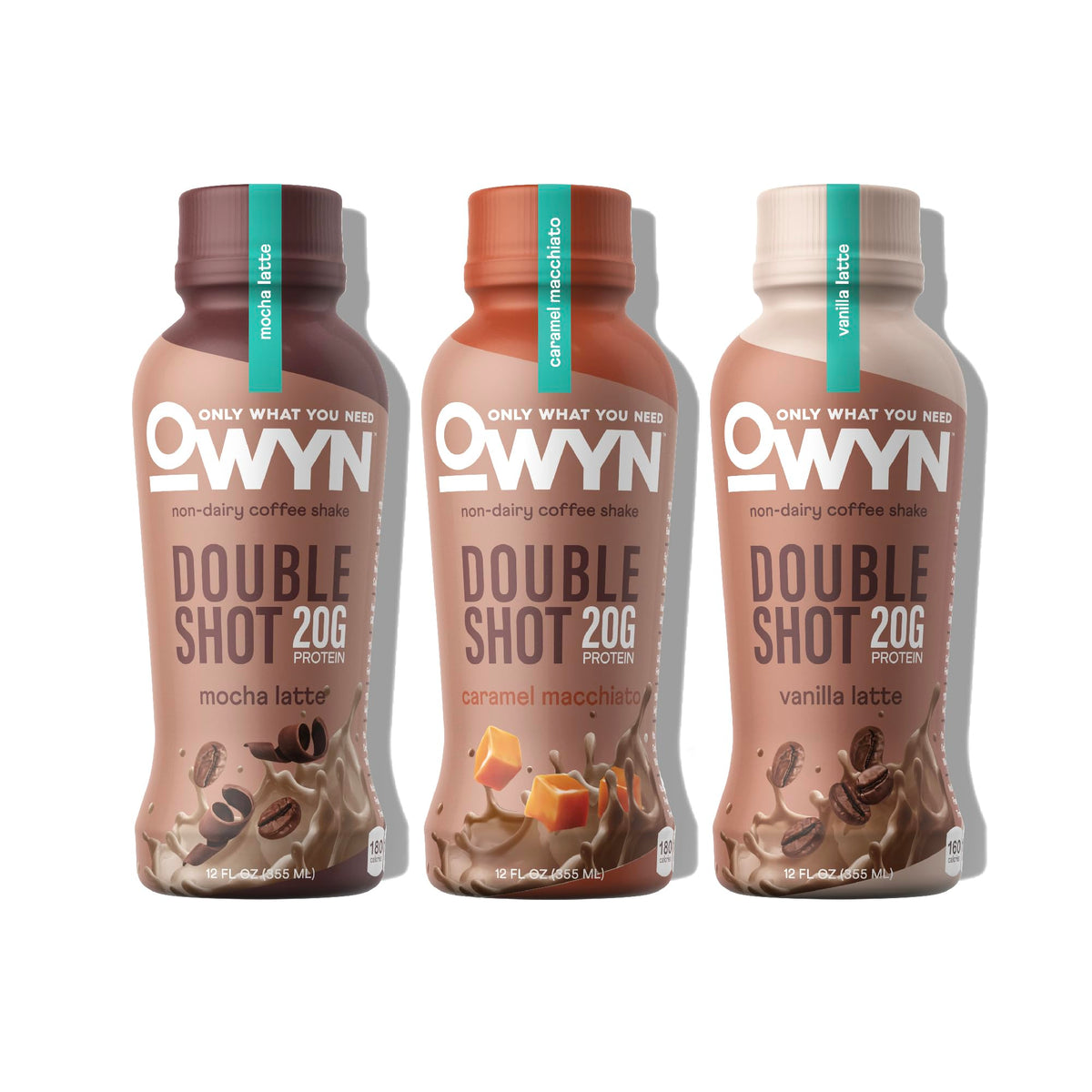 OWYN Double Shot front packaging showing label and benefits for convenient protein