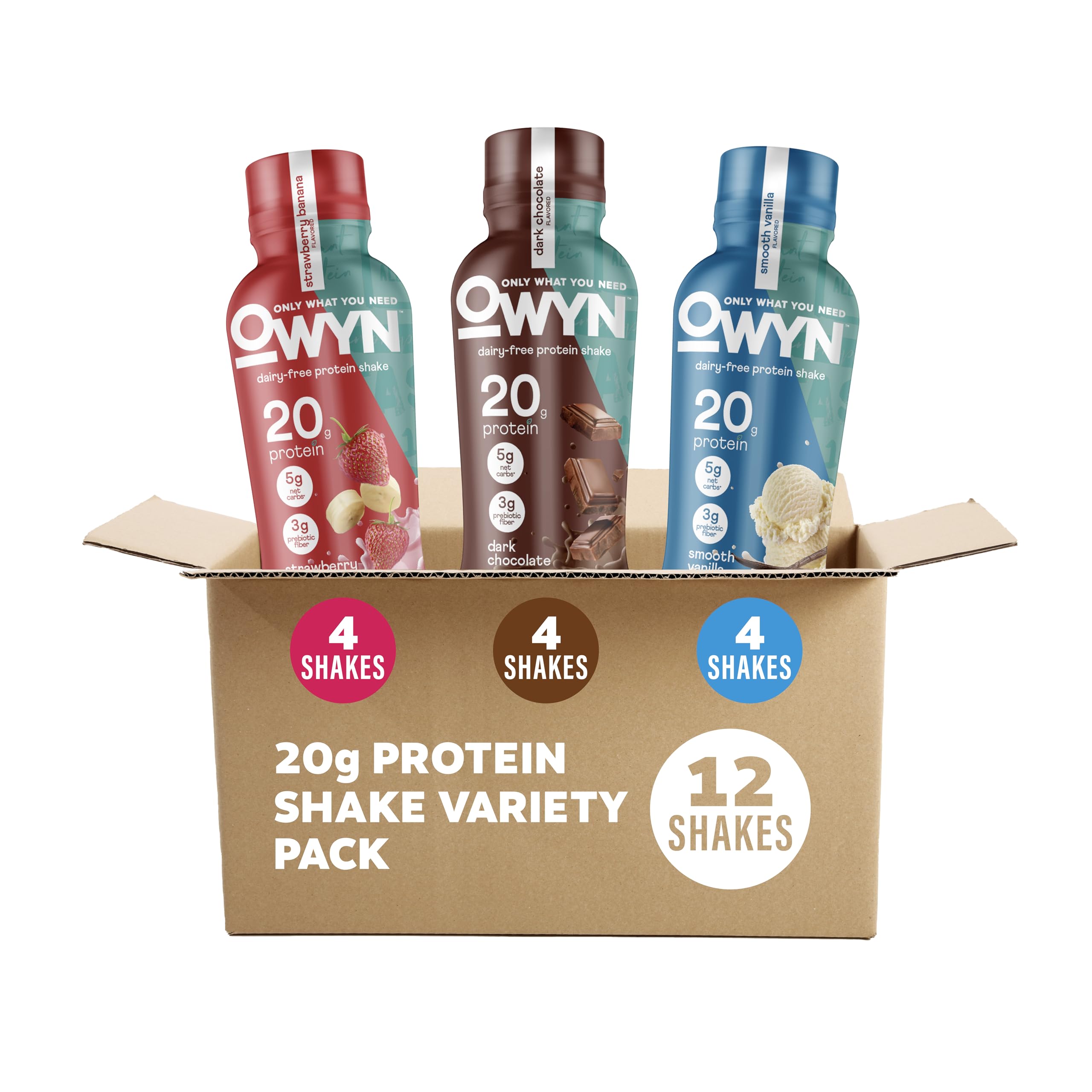 OWYN front packaging 12ct variety showcasing convenience and protein