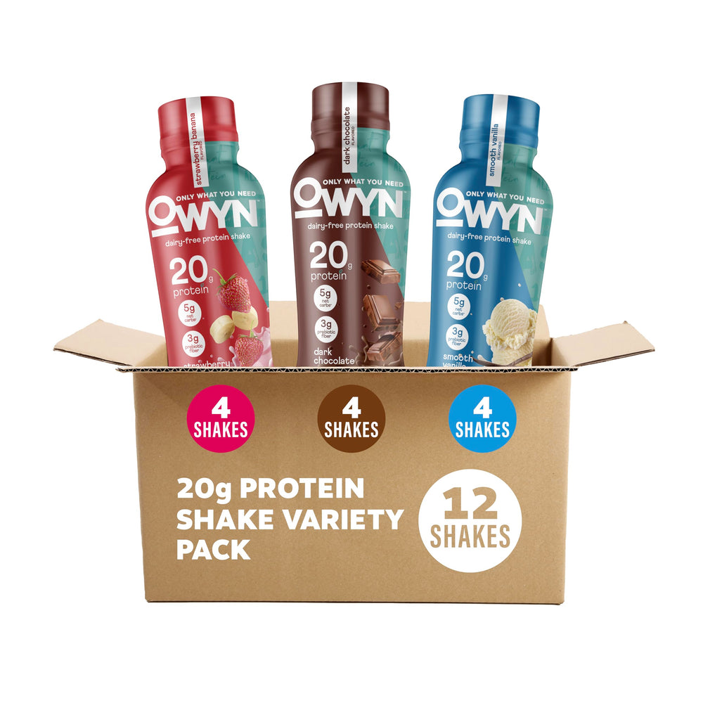 OWYN front packaging 12ct variety showcasing convenience and protein