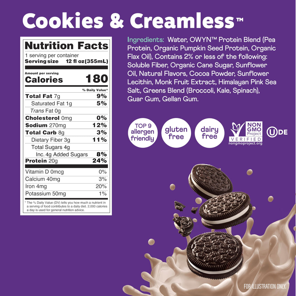 OWYN opened carton revealing liquid inside to show shelf-stable ready-to-drink convenience