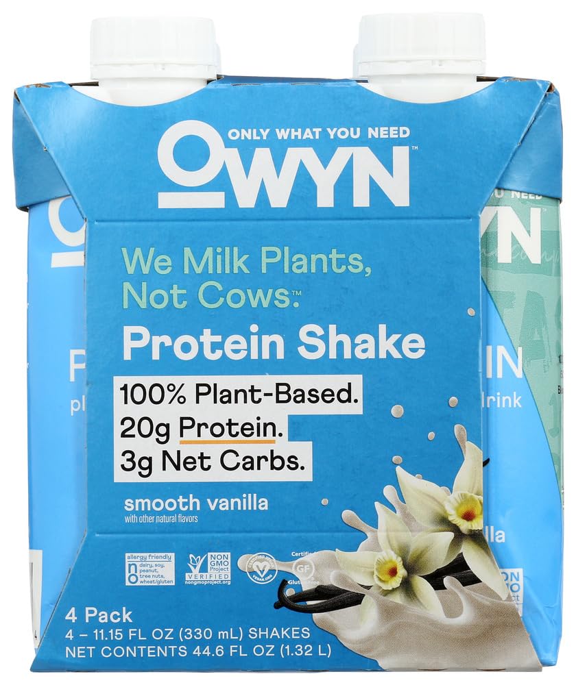 OWYN Smooth Vanilla front bottle image showing label and sugar-free benefit