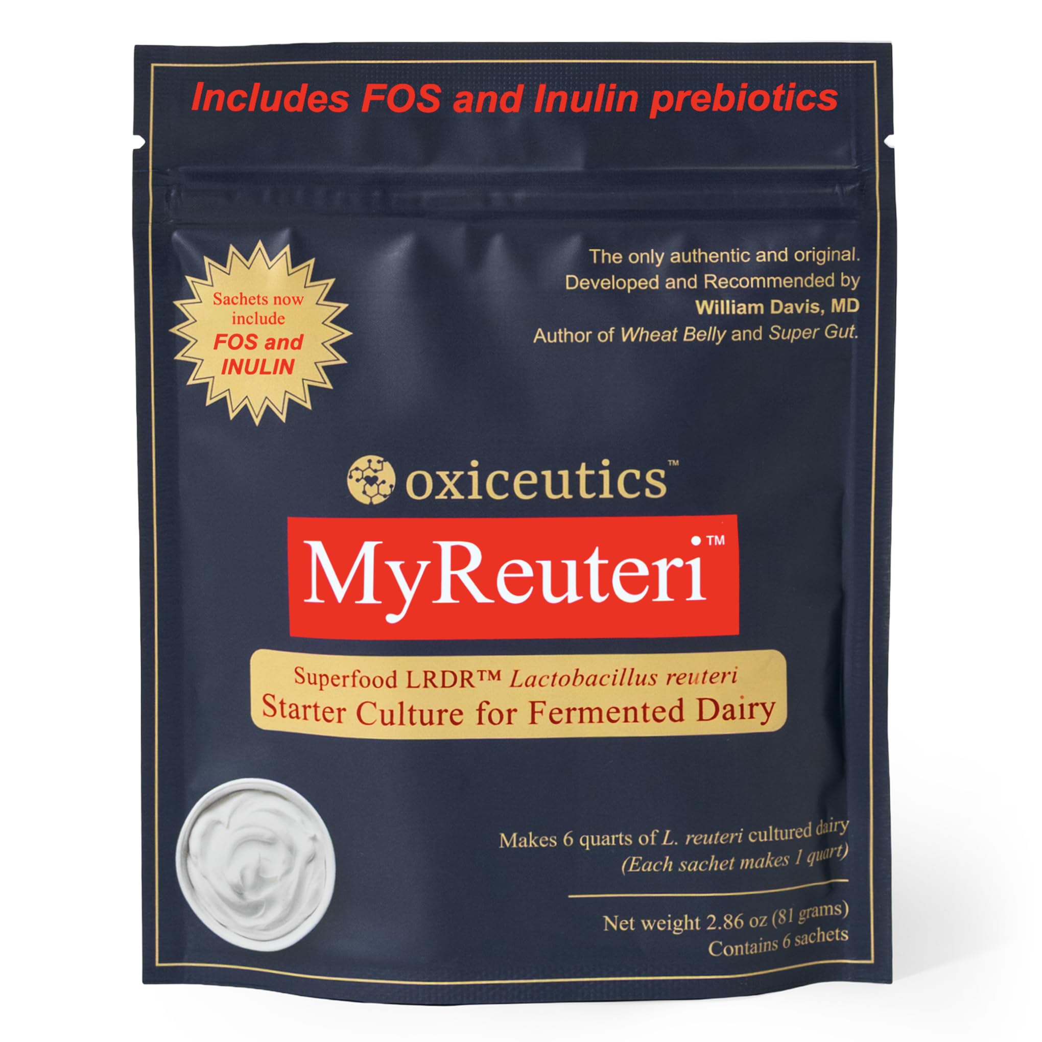oxiceutics front packaging showing six-sachet pouch and benefits