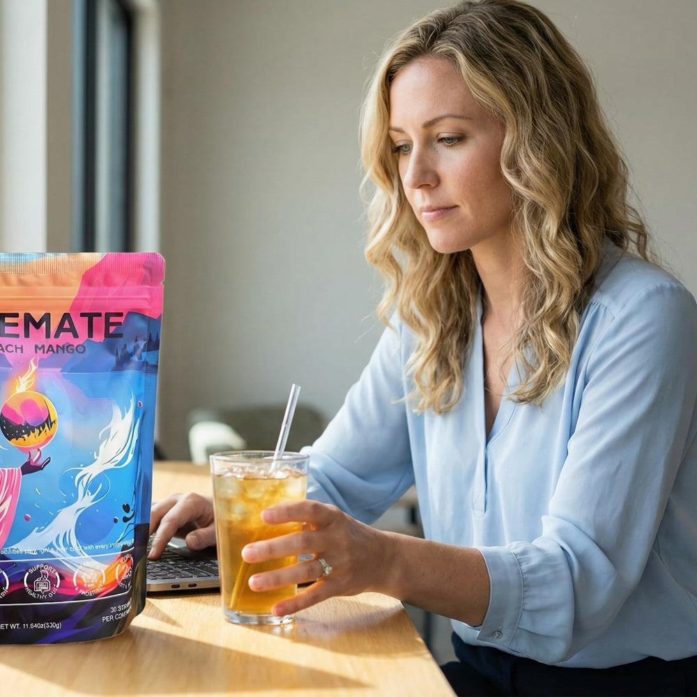 OYEMATE powder close-up texture highlighting fast-dissolve convenience