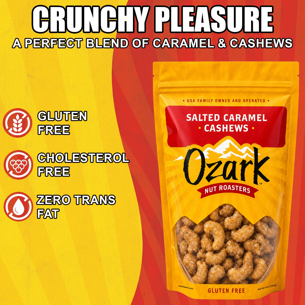Ozark Nut Roasters closeup of caramelized coating highlighting glossy crunch and sweet appeal