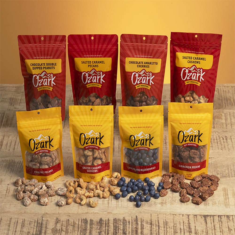 Ozark Nut Roasters pouch inside a backpack demonstrating grab‑and‑go convenience