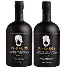 P.J. KABOS front packaging showing elegant bottle and organic labeling for premium impression