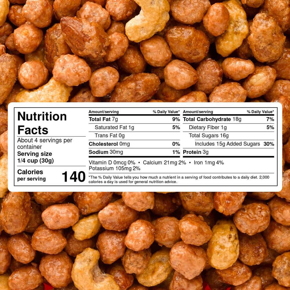 P-nuttles close-up of butter toffee coating highlighting crisp texture and flavor
