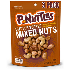 P-nuttles front packaging showing 4 oz resealable bag and branding benefit freshness