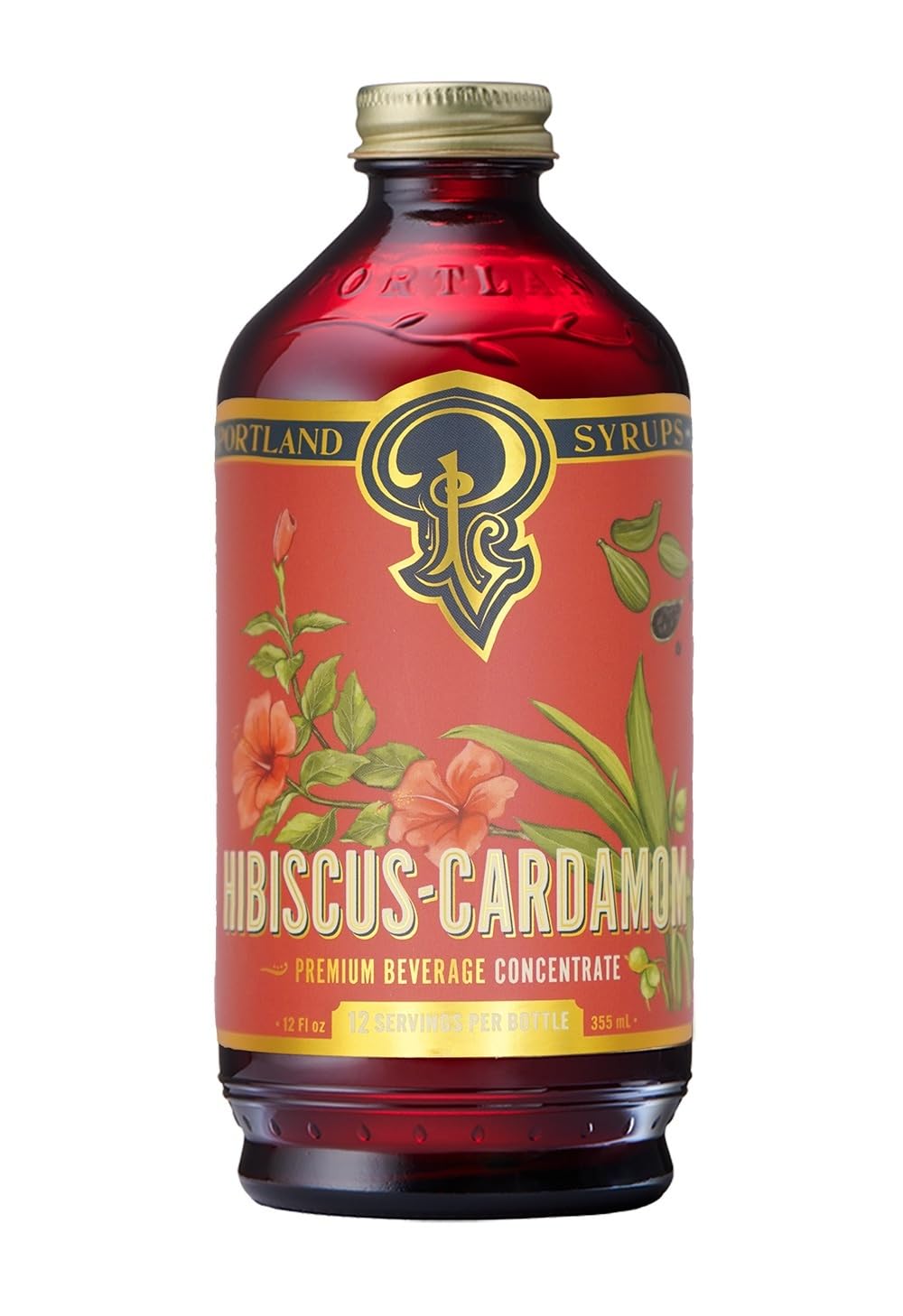 P Portland Syrups front label showing product name and volume for easy identification