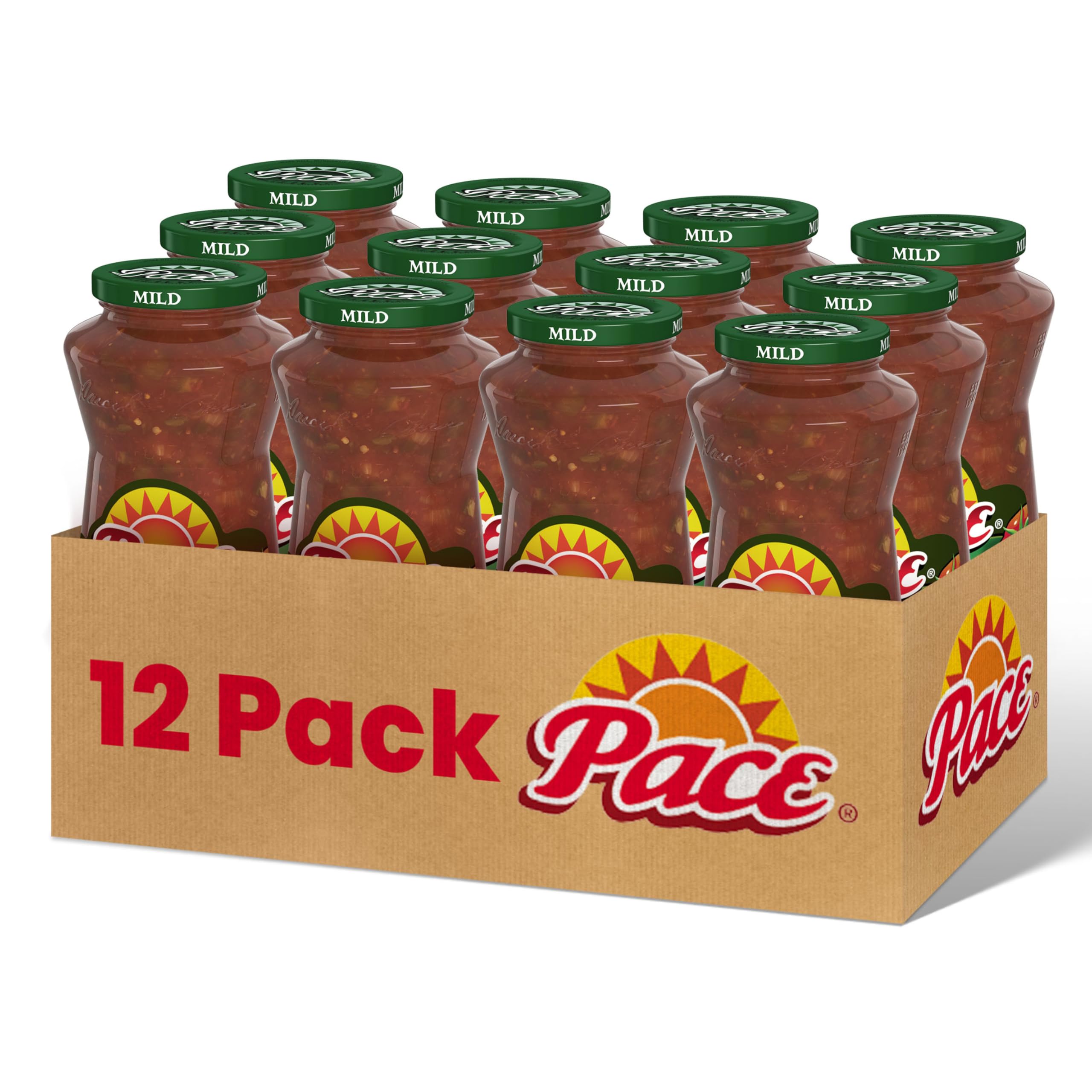 Pace jar front view showing label and mild salsa for easy identification and serving