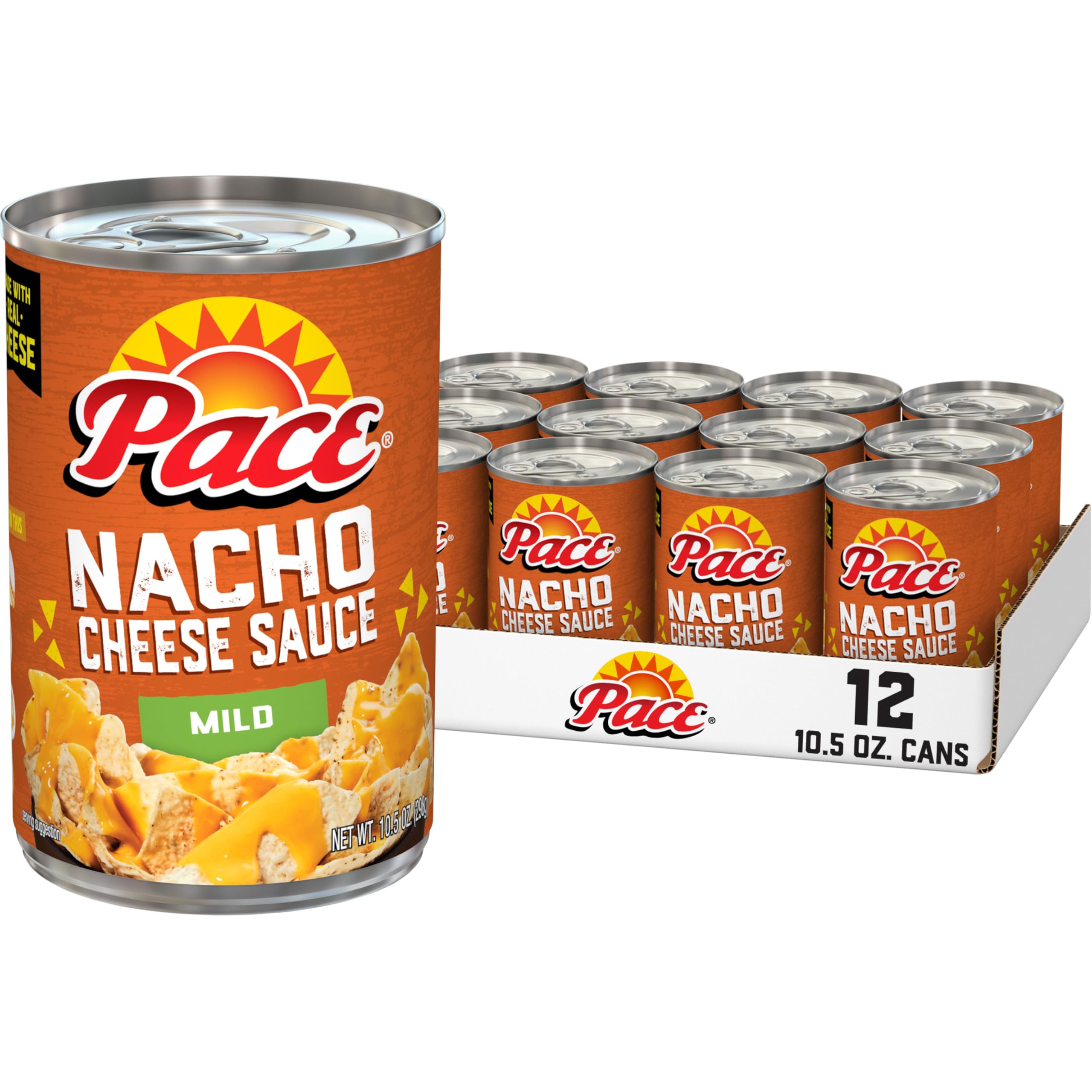 Pace mild nacho cheese front packaging showing brand and size, convenient stock-up