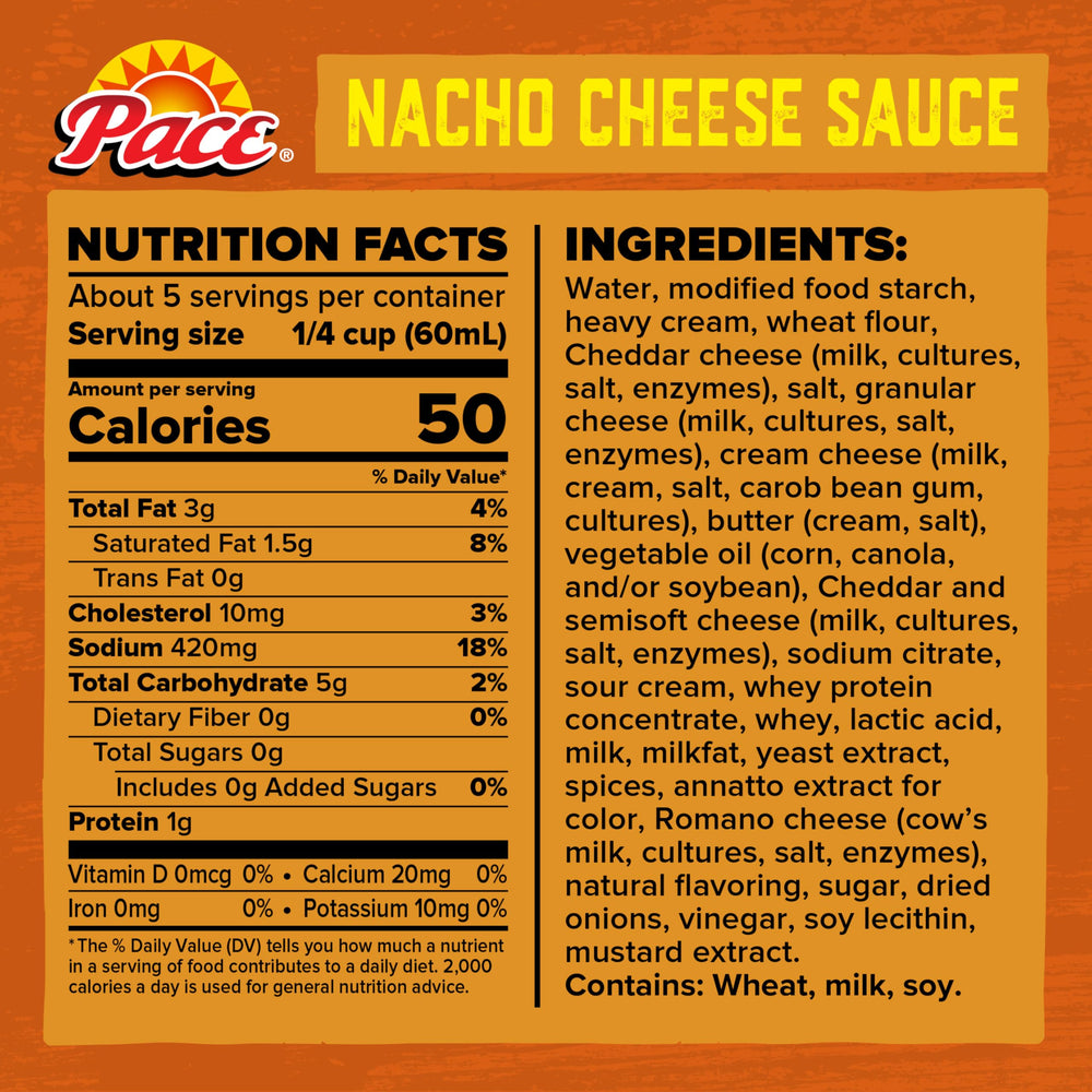 Pace mild nacho cheese pouring from an open can over chips, effortless serving