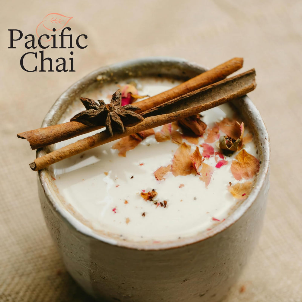 Pacific Chai label close-up showing gluten free and kosher certifications