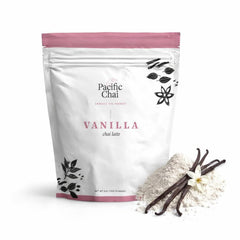 Pacific Chai powder texture close-up highlighting smooth dissolving mix