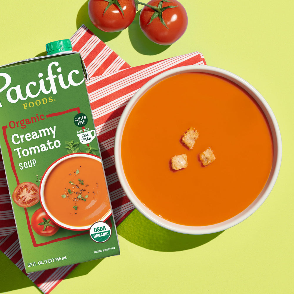 Pacific Foods close-up of soup texture showing smooth creaminess and rich color