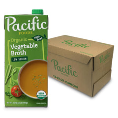 Pacific Foods front packaging showing brand and low sodium benefit