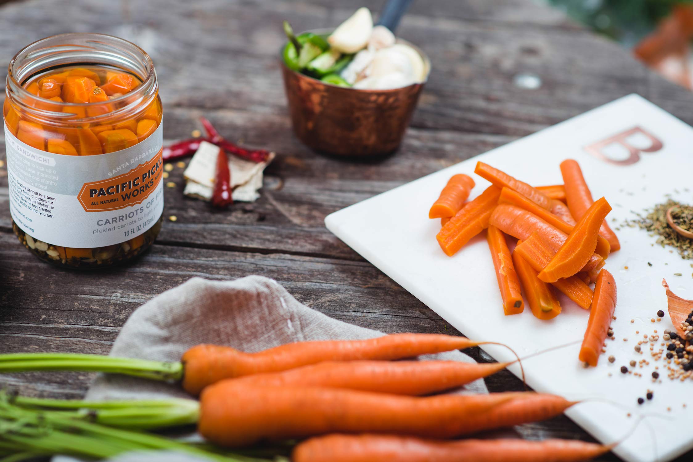Pacific Pickle Works jar used as spicy taco topping adding bright acidity