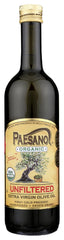 Paesano bottle front label showing organic extra virgin olive oil benefit freshness