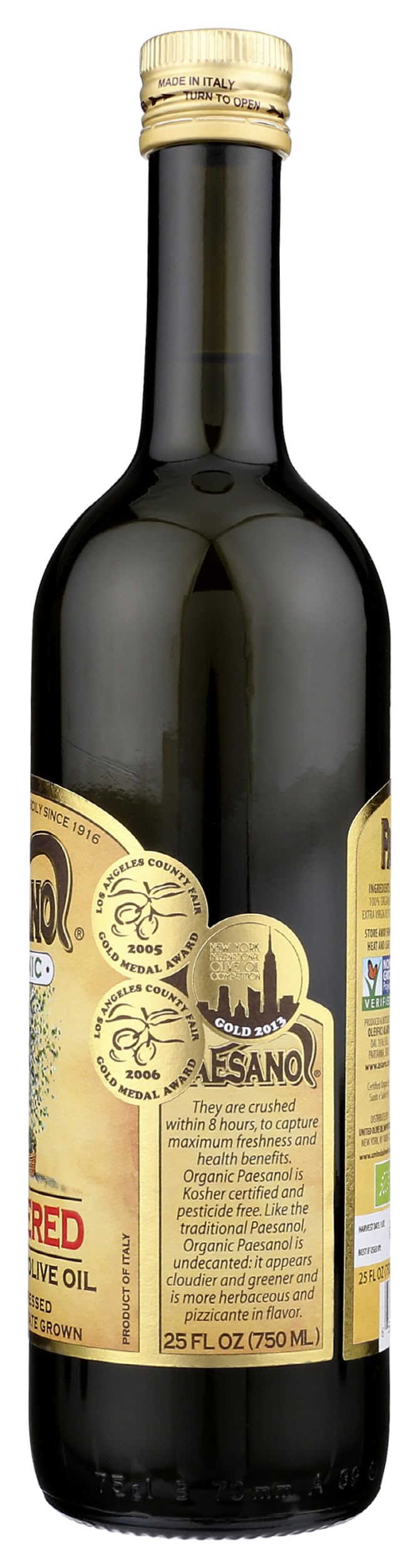 Paesano bottle near saucepan showing suitable for cooking benefit
