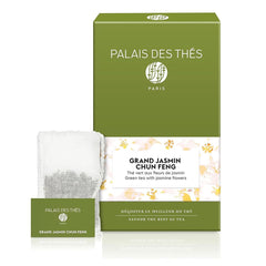 Palais des Thés front packaging showing elegant jasmine green tea benefits convenience