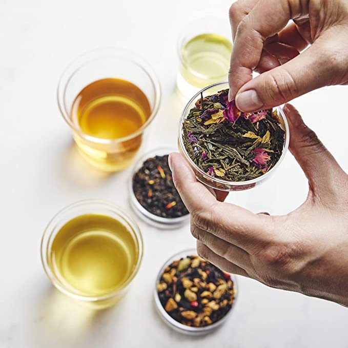 Palais des Thés loose rooibos leaves and marigold petals showing texture