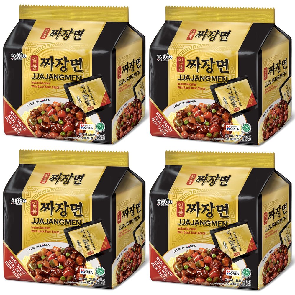 Opened sauce packet and dry seasoning for Paldo Ilpoom showing concentrated black bean paste flavor
