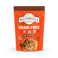 Paleonola front packaging showing maple pancake flavor and benefits