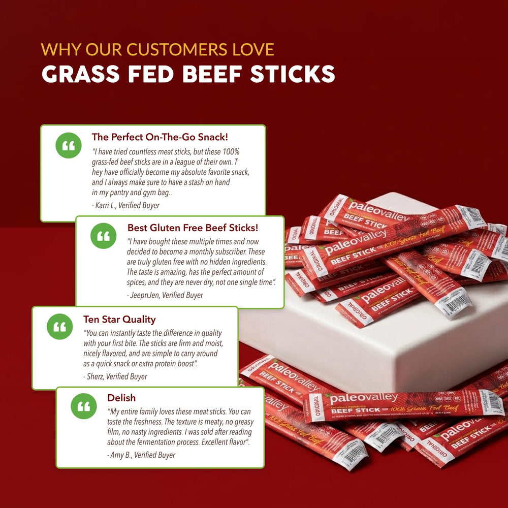 Paleovalley beef sticks inside backpack illustrating travel-ready convenience