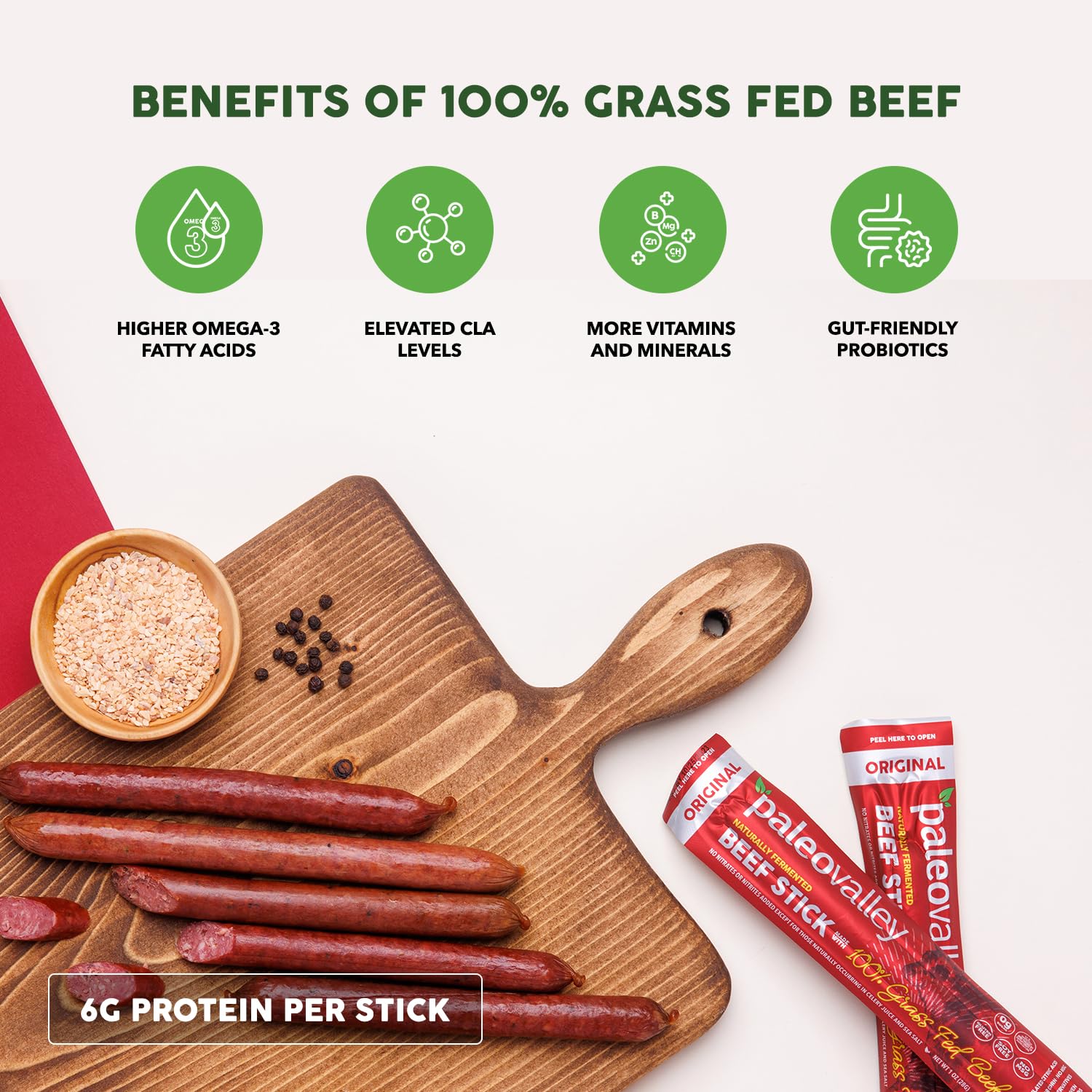 Paleovalley single stick removed from package for convenient on-the-go snack