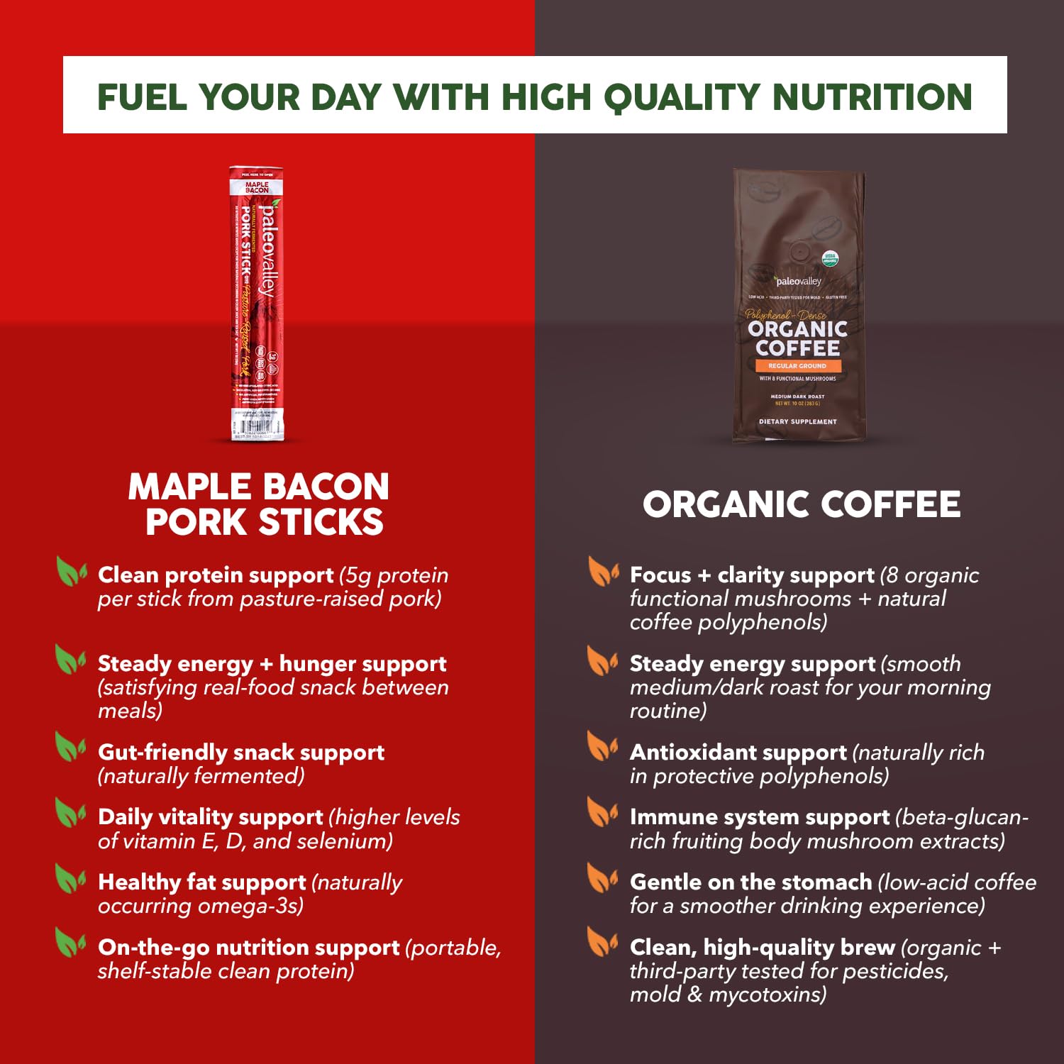 Paleovalley organic spices and maple showcasing natural seasoning and taste