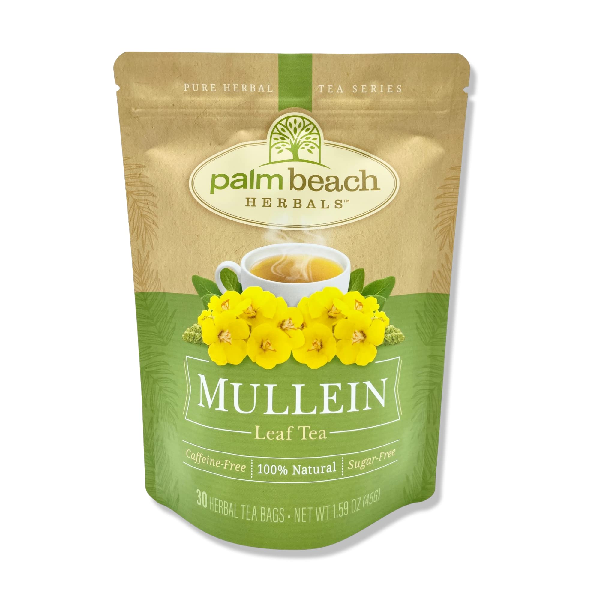 Palm Beach Medicinal Herbs front packaging showing resealable pouch and 30 tea bags for freshness