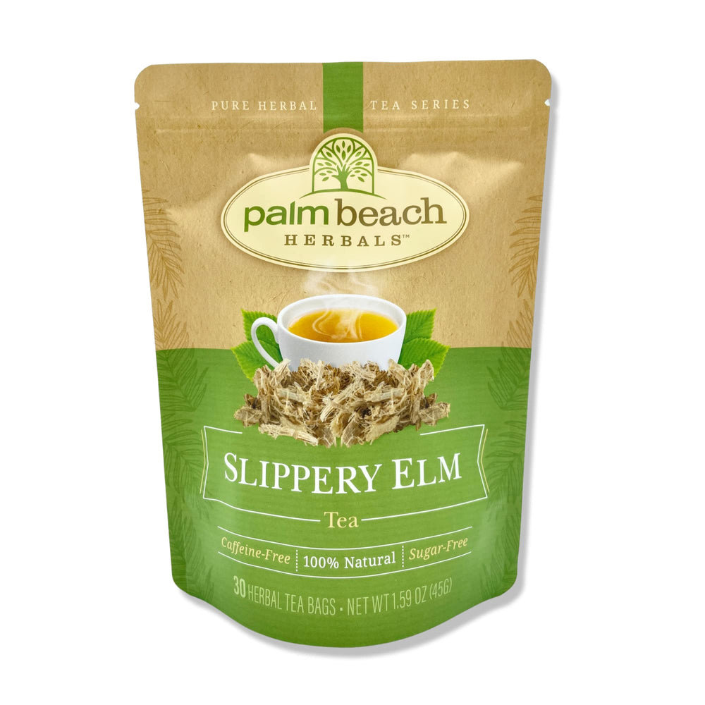 Palm Beach Medicinal Herbs front packaging showing tea pouch and label, highlighting freshness
