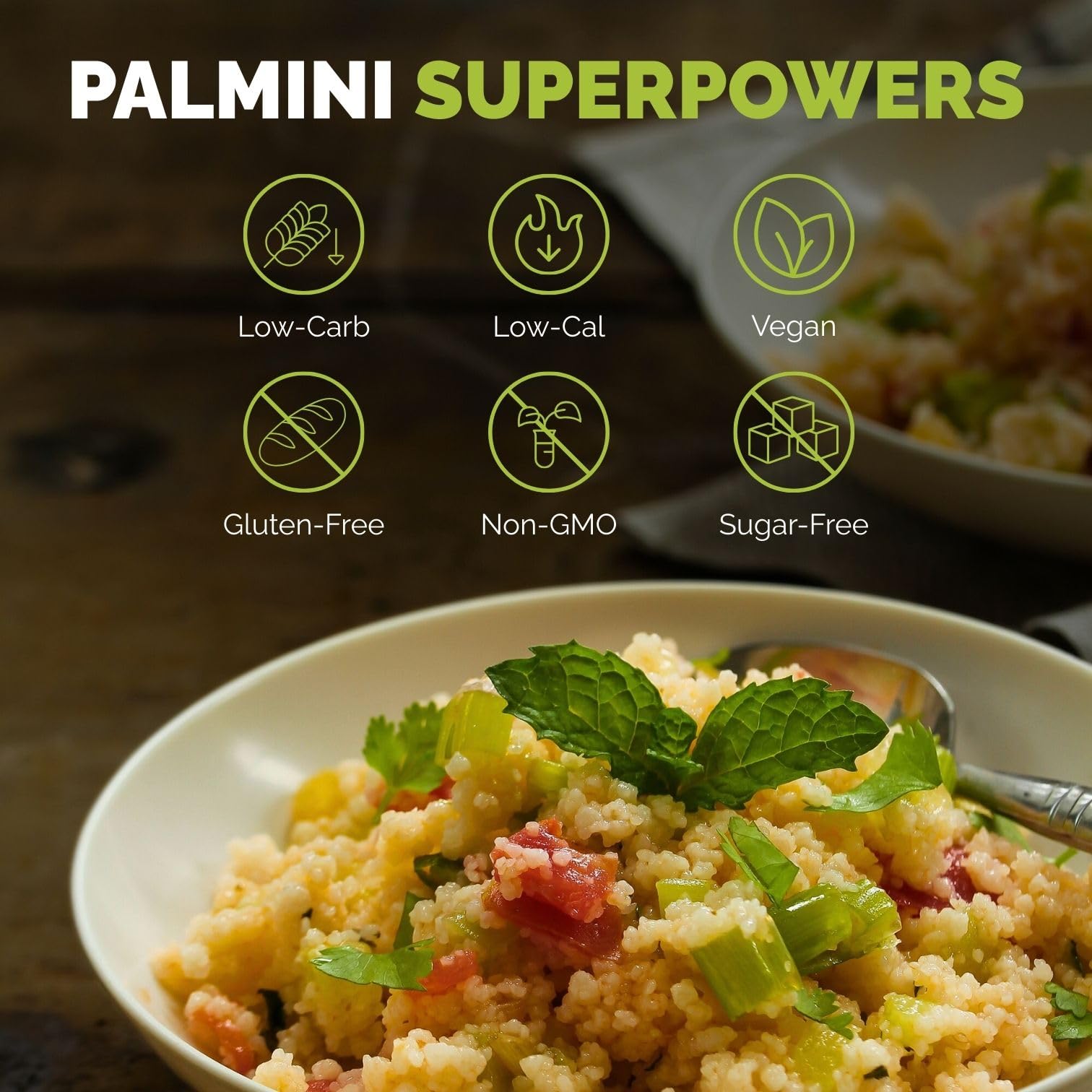 Palmini nutrition label closeup showing calorie and carb counts