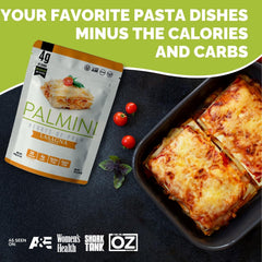 Palmini close up of lasagna sheet texture highlighting sauce adhesion