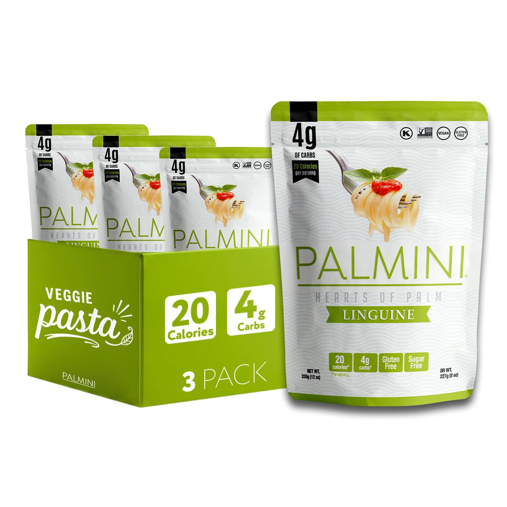 Palmini linguine front packaging showing brand and low-calorie benefit