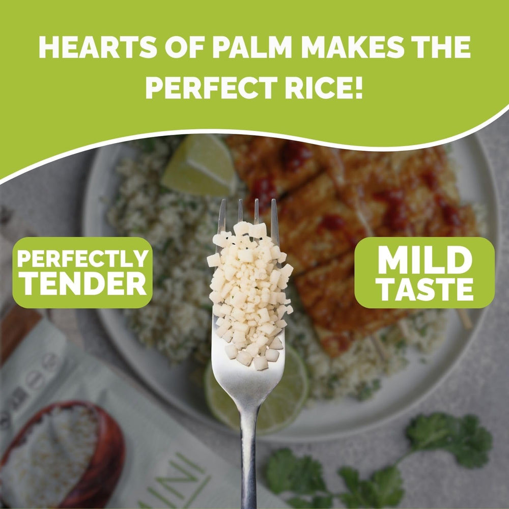 Palmini portion next to measuring cup showing portion control benefit
