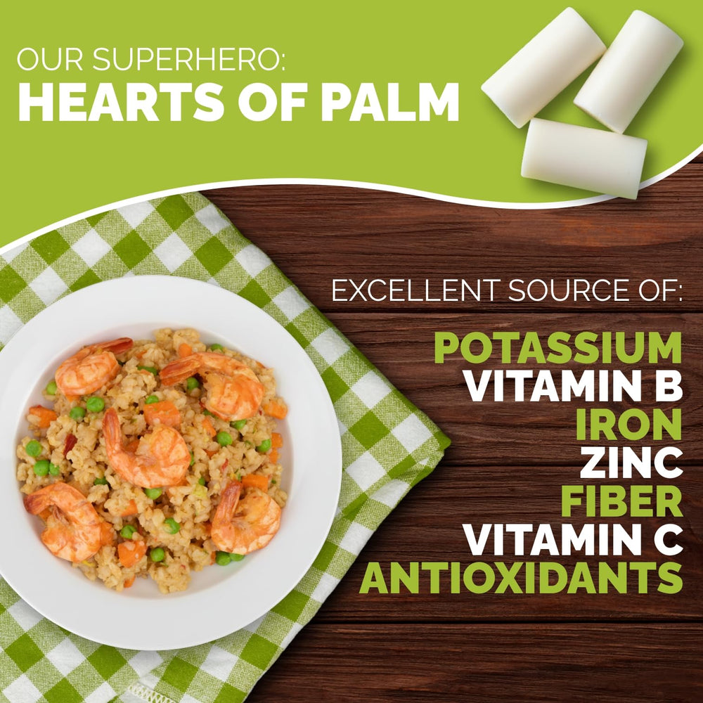 Palmini beside measuring cup showing portion size and calorie control benefit