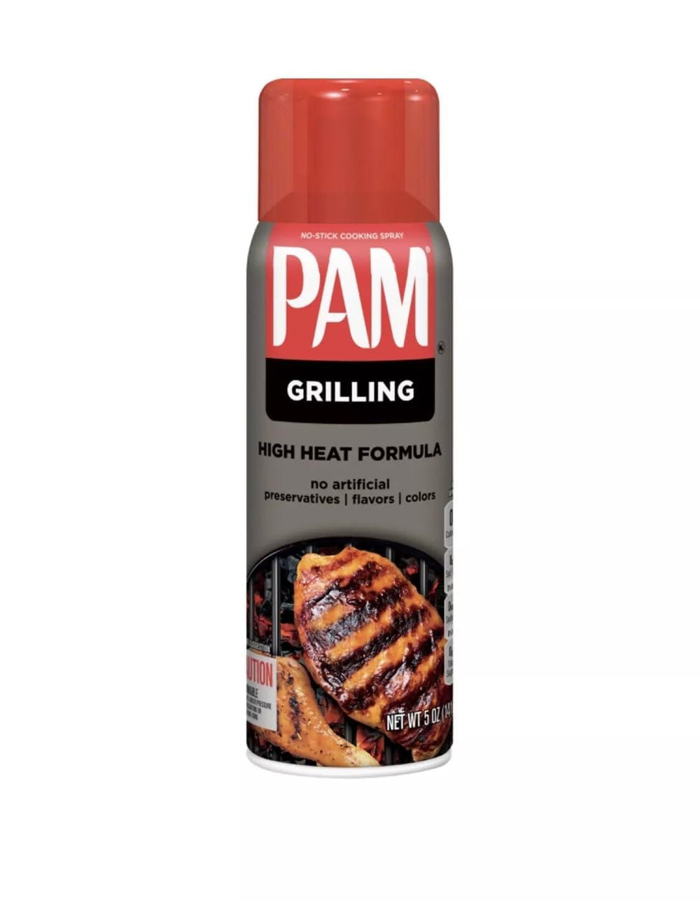 PAM front packaging showing two 5 oz cans and brand for easy grilling