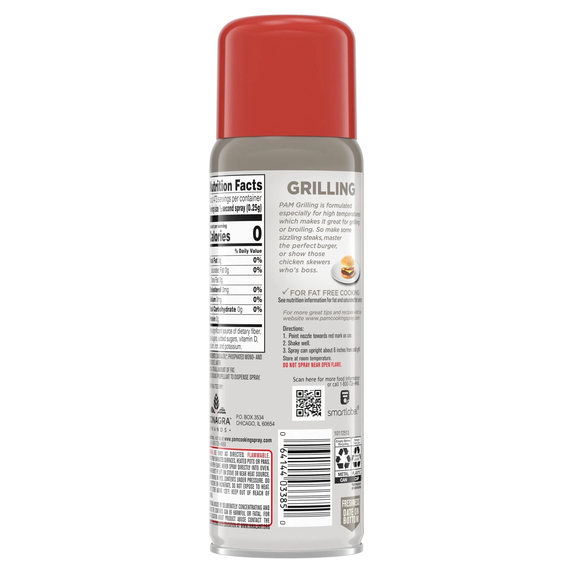 PAM sprayed on hot grill grates to prevent sticking and ease flipping